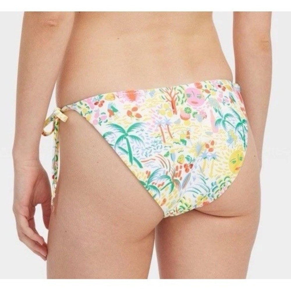 Roller Rabbit Bikini Bottoms Womens L White Reversible Tropical Sun New With Tag - Picture 4 of 7